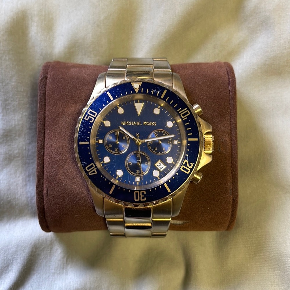 Michael Kors Gold Watch with Blue Face - Picture 1 of 13